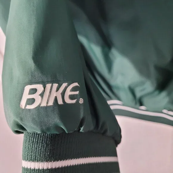 Vintage Bike Pullover Windbreaker Jacket Mens L Green George Washington Softball - Picture 2 of 9